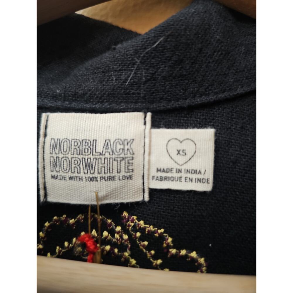 Nor Black Nor White Icicle Embroidered Flowers Black Shirt Size XS - Picture 7 of 8